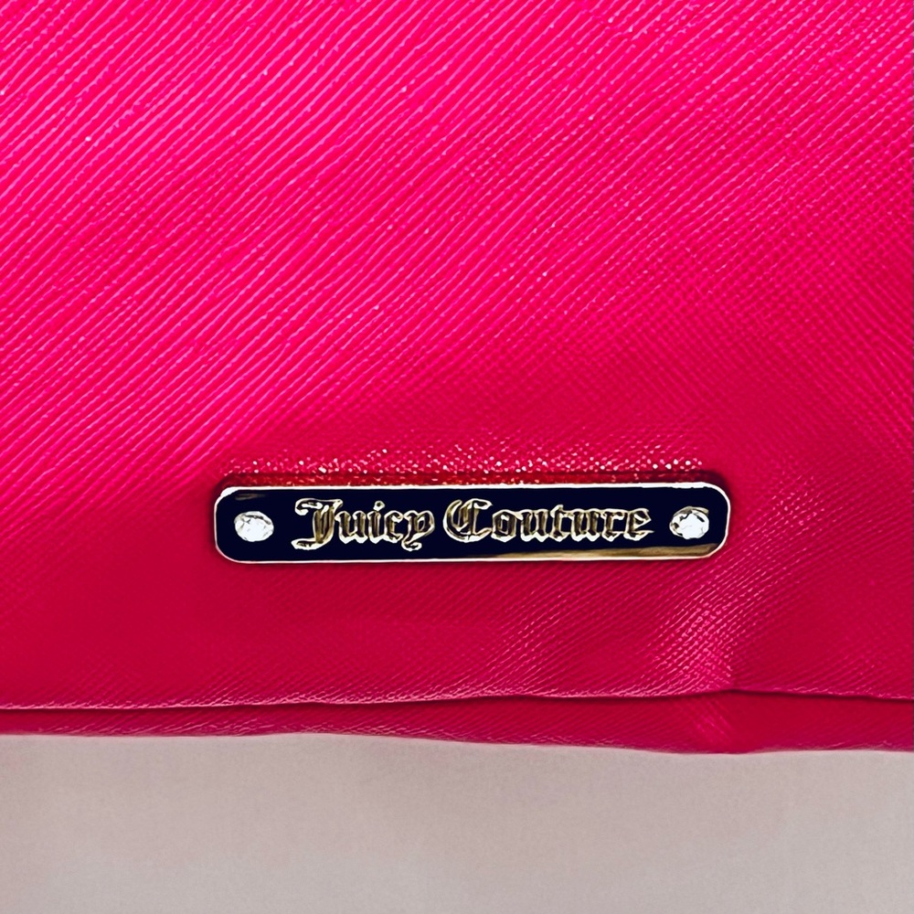 Juicy Couture Hot Pink w/ Black & White Stripe Side Panel Large Tote -new